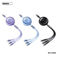 Remax RC-C033 3-Head Charging Cable, Drawstring, 1.2M Long (Lighting- Micro Usb-Type C)