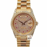 【大眾名錶】18038 後加滿天星紅寶鑽面 鑽圈鑽腳 18K金 錶徑36mm 自動上鍊 18K金材質 B1144