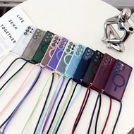 Candy Color Crossbody Lanyard Strap Matte Clear Silicone Phone Case Compatible For Samsung Galaxy S2