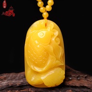 Beeswax Carp Pendant Chicken Oil Yellow Amber Pendant Beeswax Koi Beeswax Carp Sweater Chain Beeswax