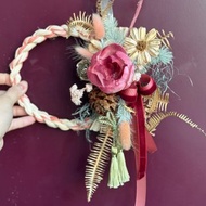 注連繩 新年掛飾 粉色系 乾燥花飾 掛飾 新年佈置 新年花禮 永生