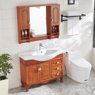 European Style Combination Bathroom Cabinet KE3C Modern Simple Solid Wood Basin Floor-standing Handw