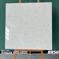 SHANNAIER | Scandinavian White Glossy Terrazzo Tiles 800x800mm