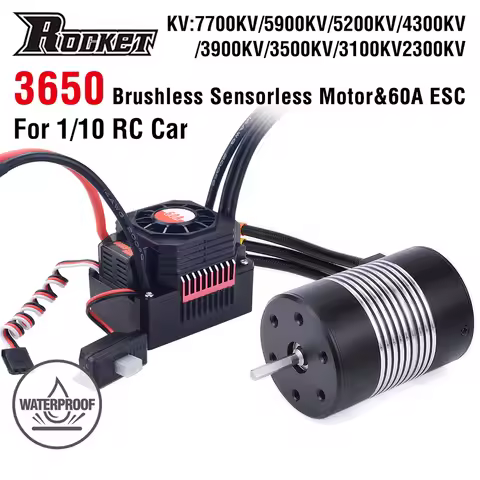 Rocket 3650 Waterproof Brushless Sensorless Motor 2300KV 3100KV 3500KV 4300KV 5900KV 5200KV 7700KV w