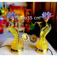 Buddha hand altar lamp, lotus altar lamp, crystal glass altar lamp, altar lamp, 1 flower altar lamp,