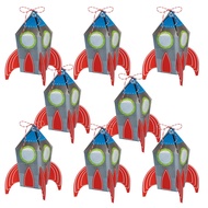 Blast Off Birthday Favor Box - 5.5" x 2" (Pack of 8) - Vibrant & Unique Rocket Shaped Paper Boxes - 