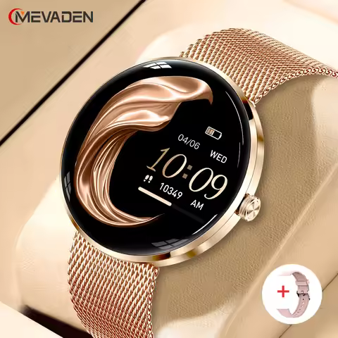 MEVADEN 8.5mm Utra-thin Stainless Steel Smartwatch 1.43 inch AMOLED Screen Women Bluetooth Call Heal