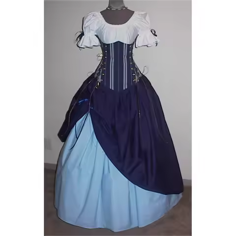 Renaissance Highland Plaid Lass Costume Ball Gown Cosplay Scottish Dress Gown Set Custom