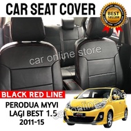 Perodua Myvi Lagi Best 2011 - 2014 1.5 Car Seat Cover PVC SHINING Black with Red Line Car Cushion Co