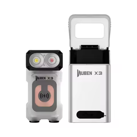 Wuben X3 Owl Style Digital Display EDC Flashlight Double LEDs light with Type C Cord Hand Rope Compa