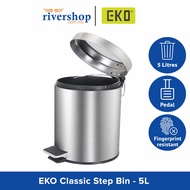 EKO Classic Step Bin EK9625M - 5L Stainless Steel Dustbin Rubbish Bin Trash Can Kitchen Bin Tong Sam