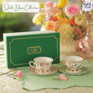 Violet Flamingo เซ็ตแก้วกาแฟลายดอกไม้ Jade Bloom Coffee Cup มาพร้อมกล่องของขวัญสุดหรู แก้ววัสดุโบนไช