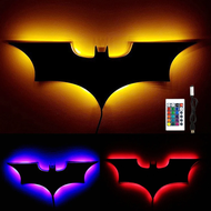【A TOOT】 Creative 3D Bat Wall Lamp RGB Bedside Decorative LED Mirror Light with Remote Control for B