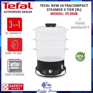 TEFAL VC2048 NEW ULTRACOMPACT STEAMER 3 TIER (9L) 800W WITH BPA-FREE BOWLS
