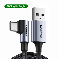 UGREEN 3A USB C Cable Right Angle 90 Degree USB A to Type C Fast Charger for Samsung S23 S22 Xiaomi