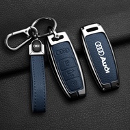 Metal Leather Car Key Case Cover Shell For Audi Q8 RSQ8 A6 C8 S6 RS6 A7 S7 RS7 A3 8Y A8 D5 4N RS E-t