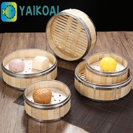 GLENES Bamboo Steamer For Cooking Bao Buns Gift Idea Kitchen Gadget Bamboo Lid Woven Bamboo Food Ste