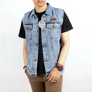 Jaket jeans rompi pria Model Terbaru Bahan Jeans Denim Brand Flower Country Distro Terlaris Trendi K