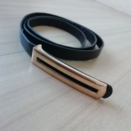 Gold Buckle Belt Black Line Can Support The Waist Up To 36 Inches. Total Length 42 Inches Width 1.5 