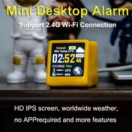 Mini Smart WiFi Desktop Alarm Clock Weather Station with LCD Screen Date Time Weather Photo GIF Anim