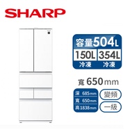 SHARP 504公升六門AIoT智慧冰箱 SJ-GK51AT-W(水漾白)