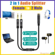 【Fast Ship】2 in 1 Audio Splitter 3.5mm Female to 2 Male Audio Extension Cable AUX Jack Adapter Converter AUX Splitter