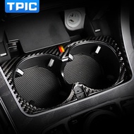TPIC Carbon Fiber Interior Trim Water Cup Holder Frame Sticker Accessories For Mercedes Benz C Class