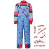 Chucky Costumes Children Cosplay Backpacks Toddler Chucky Costume Send Scar Tattoo Stickers Hallowee