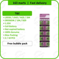 T&E Watch battery coin cell button jam bateri 1.55V LR45 L93P AG9 394 LR936 SB-A4 625 280-17 1161SO