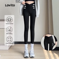 Lovito Casual Sports Leggings Butt Lifting High-Waist Yoga Pants Tummy Control Workout Sports Leggin