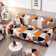 Shukii Stretch Sofa Slipcovers Fitted Furniture Protector Printed Sofa Cover Stylish Fabric Couch Cover with 1 Pillowcases (3-Seater 190-230cm)