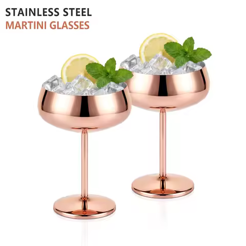 Stainless Steel Glass Rose Gold Metal Martell Wine Glass Bar Party Cocktail Champagne Glass Red Wine