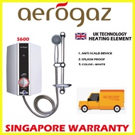 Aerogaz S600W Instant Water Heater | Anti Scald Device And Splash Proof | UK Technology Heating Element | Singapore Warranty | Express Free Home Delivery