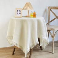 180x180cm Cotton Linen Table Cloth Tassel Tea Table Cover Cloth Dining Tablecloth Decoration