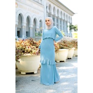 Baju Kurung Lovisa Gathered Kurung Premium Chiffon With Full Lining [ Sky Blue ]