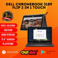 DELL CHROMEBOOK 3189 FLIP 2 IN 1 TOUCH 4GB RAM 32GB SSD 11.6 INCH SCREEN PLAYSTORE [REFURBISHED]