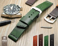 🇭🇰 馬鞍真皮錶帶 英綠色 19mm 20mm 21mm 22mm 24mm British Green Leather Bands Straps 合用: 24mm Panerai 沛納海錶帶