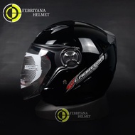 Nhk GLADIATOR Helmet SOLID BLACK GLOSSY HALFFACE DOUBLE VISOR