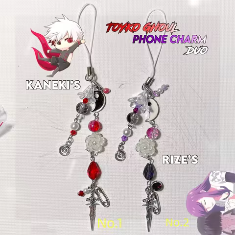 tokyo ghoul rize and kaneki phone charm set of 2
