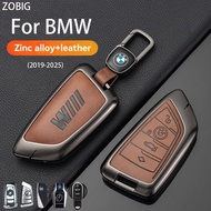 ZOBIG Zinc alloy leather for BMW key fob cover with Keychain Car Accessories Key Shell Full Protecti