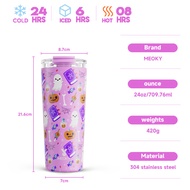 In Stock Meoky 24Oz Coffee Cup Tumbler Two Ways To Drink Halloween Stainless Steel Portable Insulate