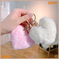 ELAINE Key Chain, Imitation Rabbit Fur Fluffy Ball Plush Bag Pendant, Love Heart Bag Accessories Sol