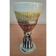 Sake Glass Sisurin Sake Cup/, Mino Ware Yellow & biru