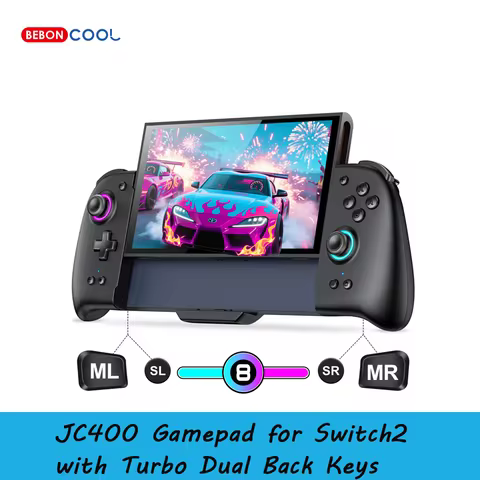 BEBONCOOL JC400 black Gamepad for Switch2 with Turbo Dual Back Keys 1000mAh Battery type-c for switc
