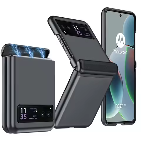 Magnetic Central Axis Case For Motorola Razr 40 Ultra Plus Leather Cover hinge Anti-knock Cases For 