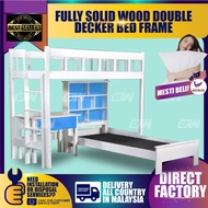 Single/Super Single Fully Solid Wood Double Decker Bed Frame/ Wooden Bedframe / Wooden Bed Bed / Adult Bedframe / Large Bed / Homestay Bed / Master Bedroom Bed / Katil Kayu by IFURNITURE