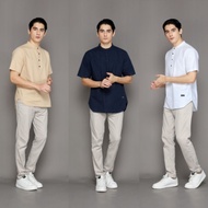 Kemeja Koko Pria Lengan Pendek Katun Linen Premium - Baju Koko Linen