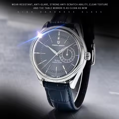 PAGANI DESIGN Brand Design 1689 Men Business Leather Watch Fashion Sapphire Mirror Waterproof Calend