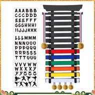 Martial Arts Belt Display Rack Stand 12 Belts Karate, Bamboo Wood, Medal Hangers-Taekwondo, Jiu ,BJJ
