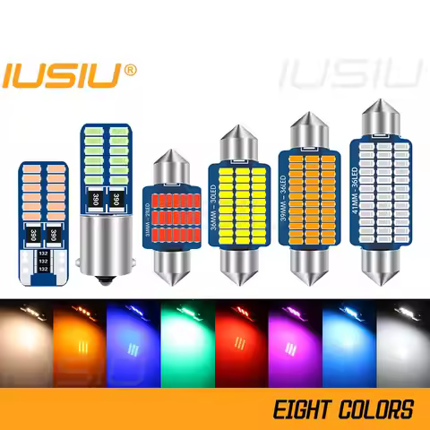 IUSIU 2PCS Car Interior Bulb C5W C10W T10 Led Festoon BA9S 28mm 31mm 36mm 39mm 41mm 31 mm Lamp Warm 